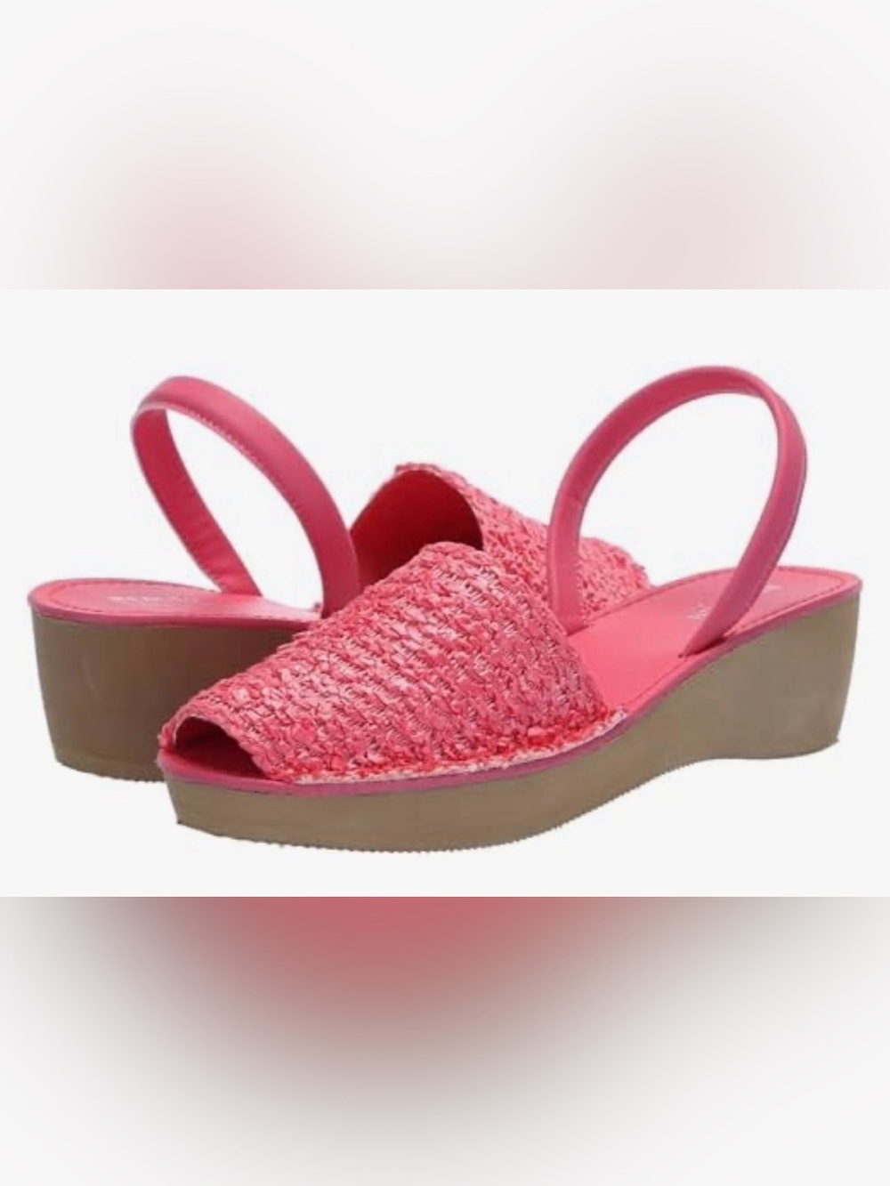 Kenneth Cole Reaction Pink Open-Toe Slingback Wedge Mules- Size 8 New